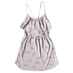 American Eagle Midi Dress Womens S Lavender Tropical Bird Sleeveless Blouson